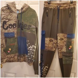 Camouflage Zip Up Sweat Suit (by Cookies) - Size Medium